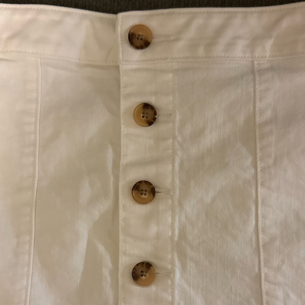 LOFT Cream Button-Up Mini Skirt - Picture 2 of 3